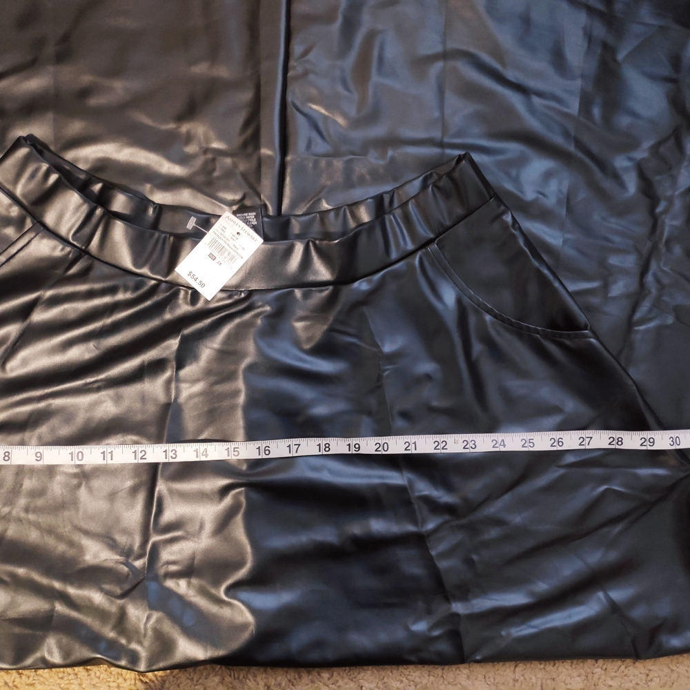 Ashley Stewart Black Faux Leather Maxi Skirt Size 2X - Picture 8 of 10